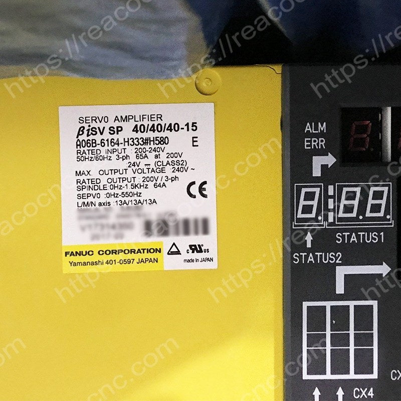 A06B-6164-H333#H580 Fanuc BiSVSP 40/40/40-15 servo spindle amplifier label