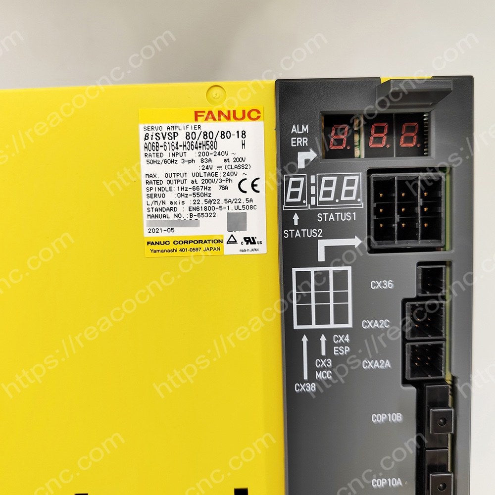 A06B-6164-H364#H580 Fanuc BiSVSP 80/80/80-18 servo spindle amplifier label