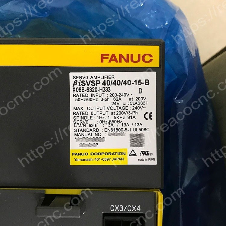 A06B-6320-H333 Fanuc Beta iSVSP 40/40/40-15-B servo spindle amplifier label