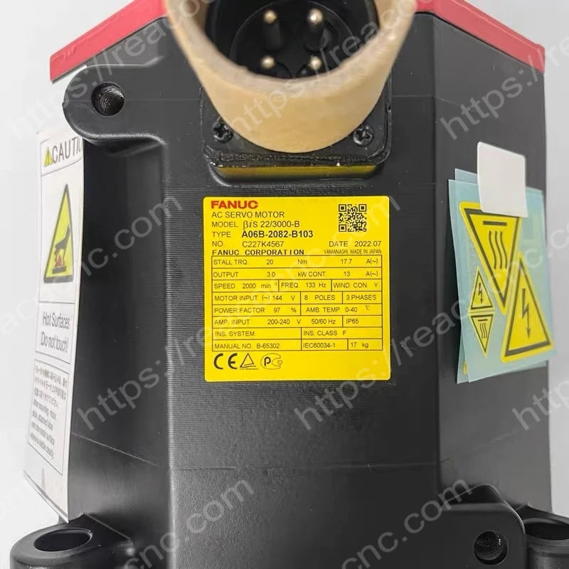 A06B-2082-B103 FANUC motor model and rating nameplate