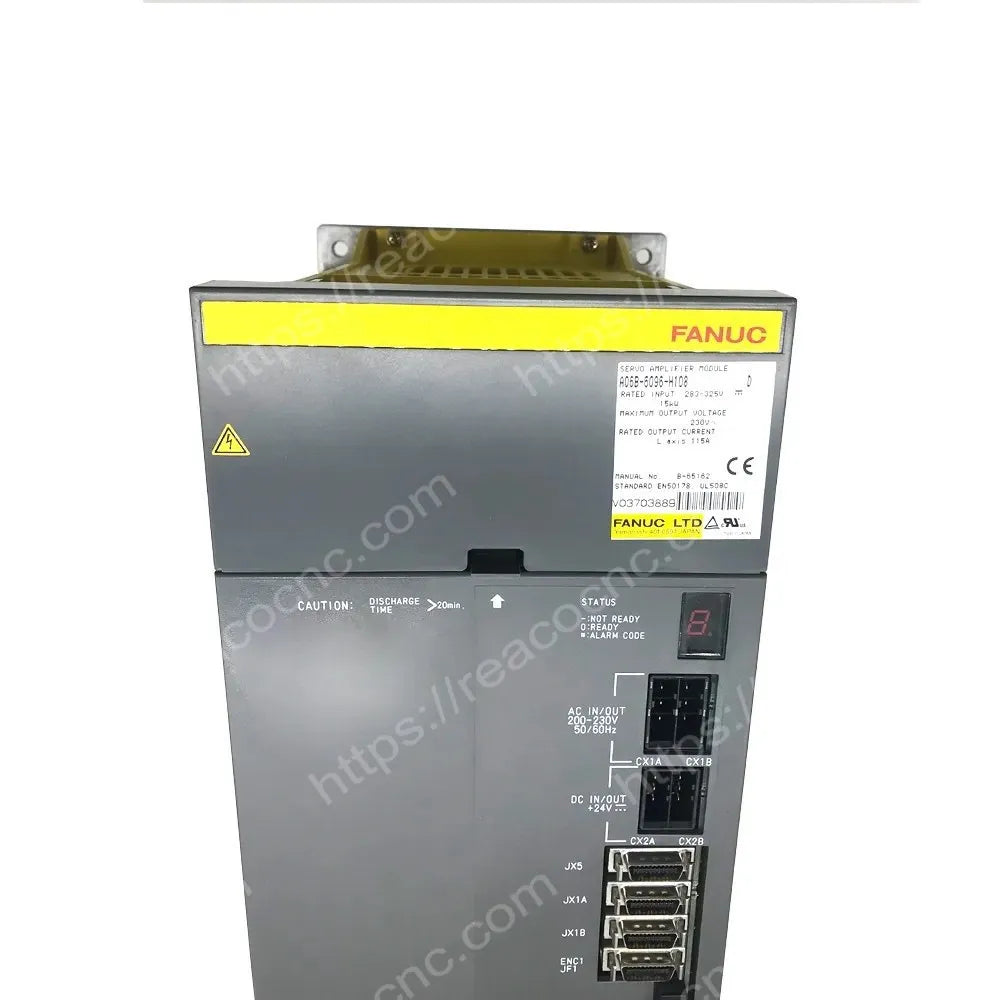 FANUC A06B-6096-H108 SVM1-360 model and rating nameplate