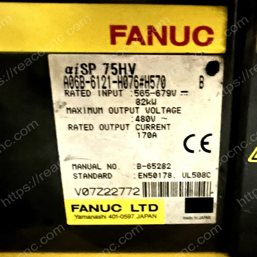 FANUC A06B-6121-H076#H570 spindle amplifier model nameplate