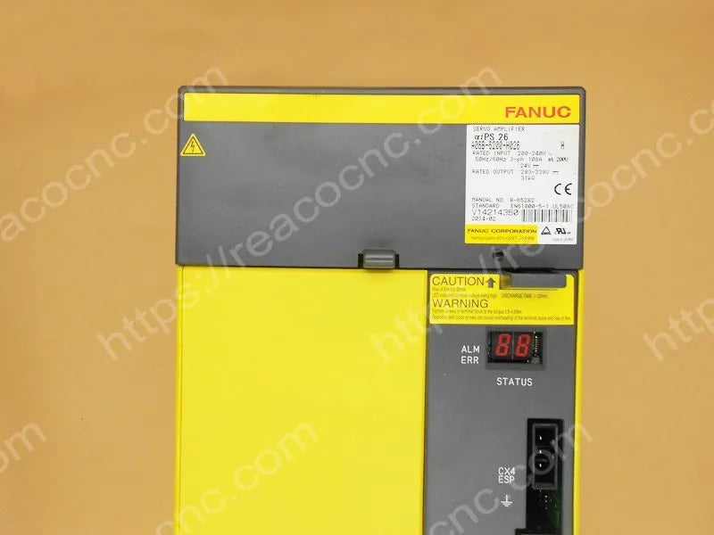 FANUC A06B-6200-H026 αiPS 26-B model and rating nameplate