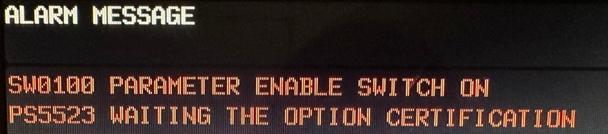 FANUC SR5523 option setting alarm display